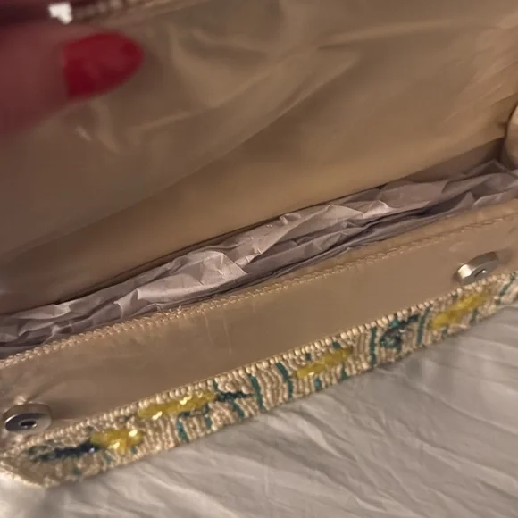 NWT Yellow and Green Floral with Lemons Beaded Bag Viral TikTok Marshall’s Bag - Picture 2 of 3